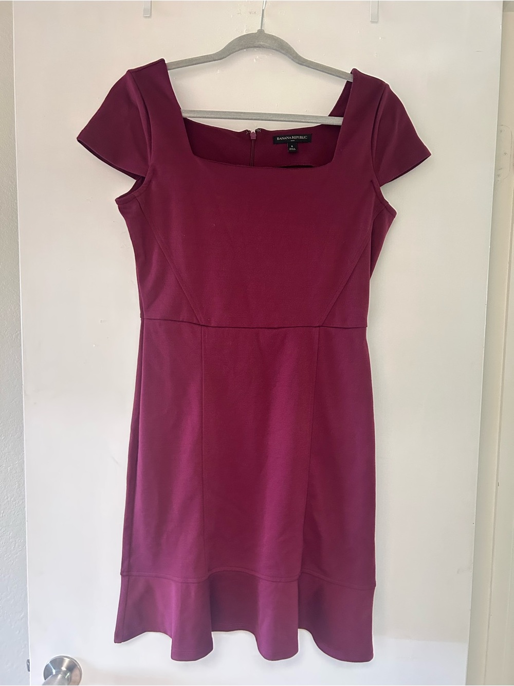 Banana Republic Burgundy Square-Neck Fit & Flare Dress Size 6